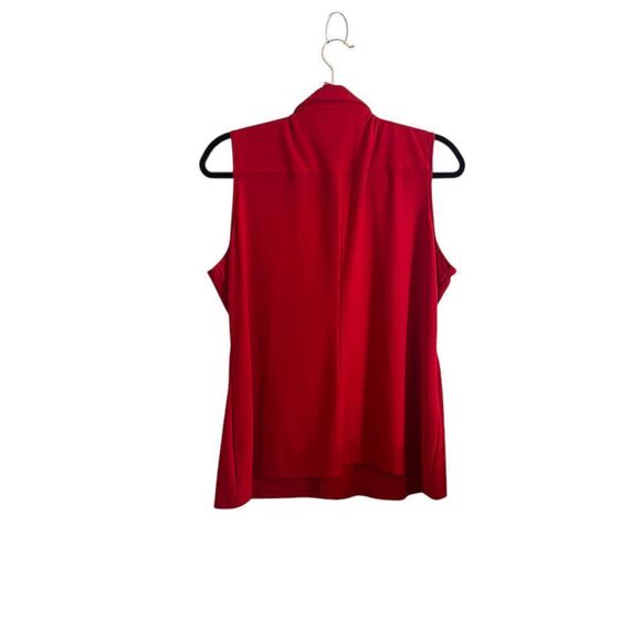Tommy Hilfiger Womens Top Large Red Sleeveless Chic Blouse - Picture 2 of 2